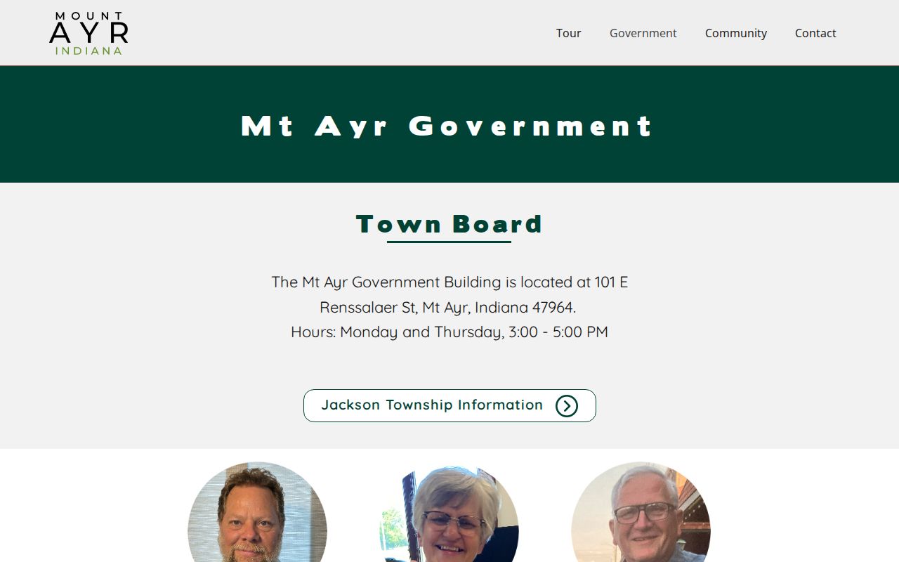 Mount Ayr Indiana government office page and public hours