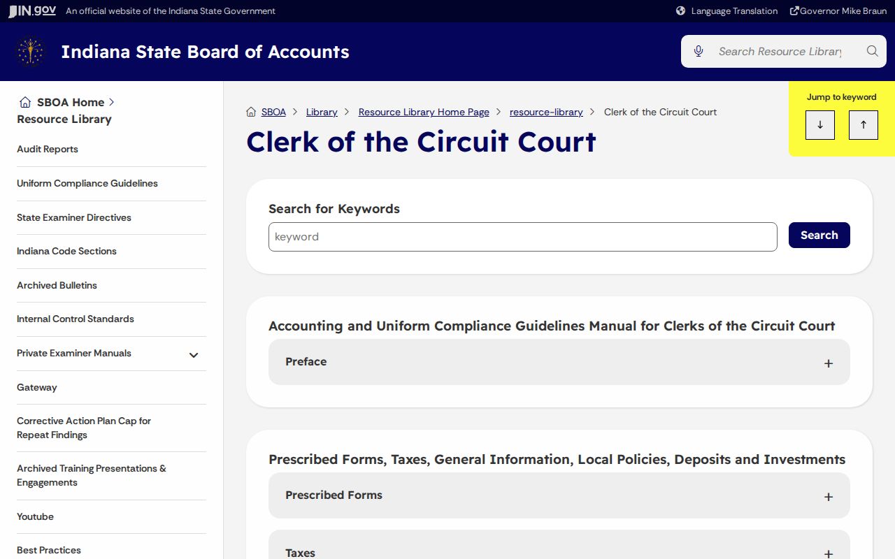 Indiana clerk statutory court-record copy and certification fees